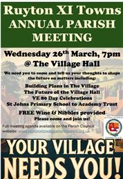 Annual Parish Meeting Wednesday 26th March 7.00pm